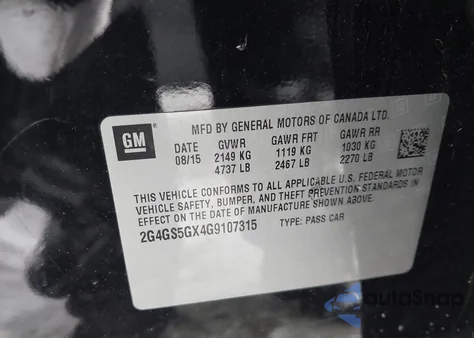 2016 Buick Regal Turbo Premium Ii из США, поврежденный, VIN 2G4GS5GX4G9107315